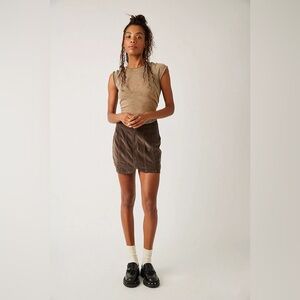 We The Free Tan and Brown Mini Skirt